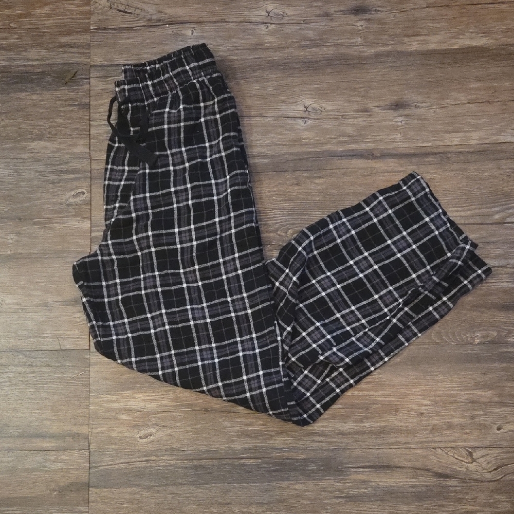 George Black Plaid Jogger Pants